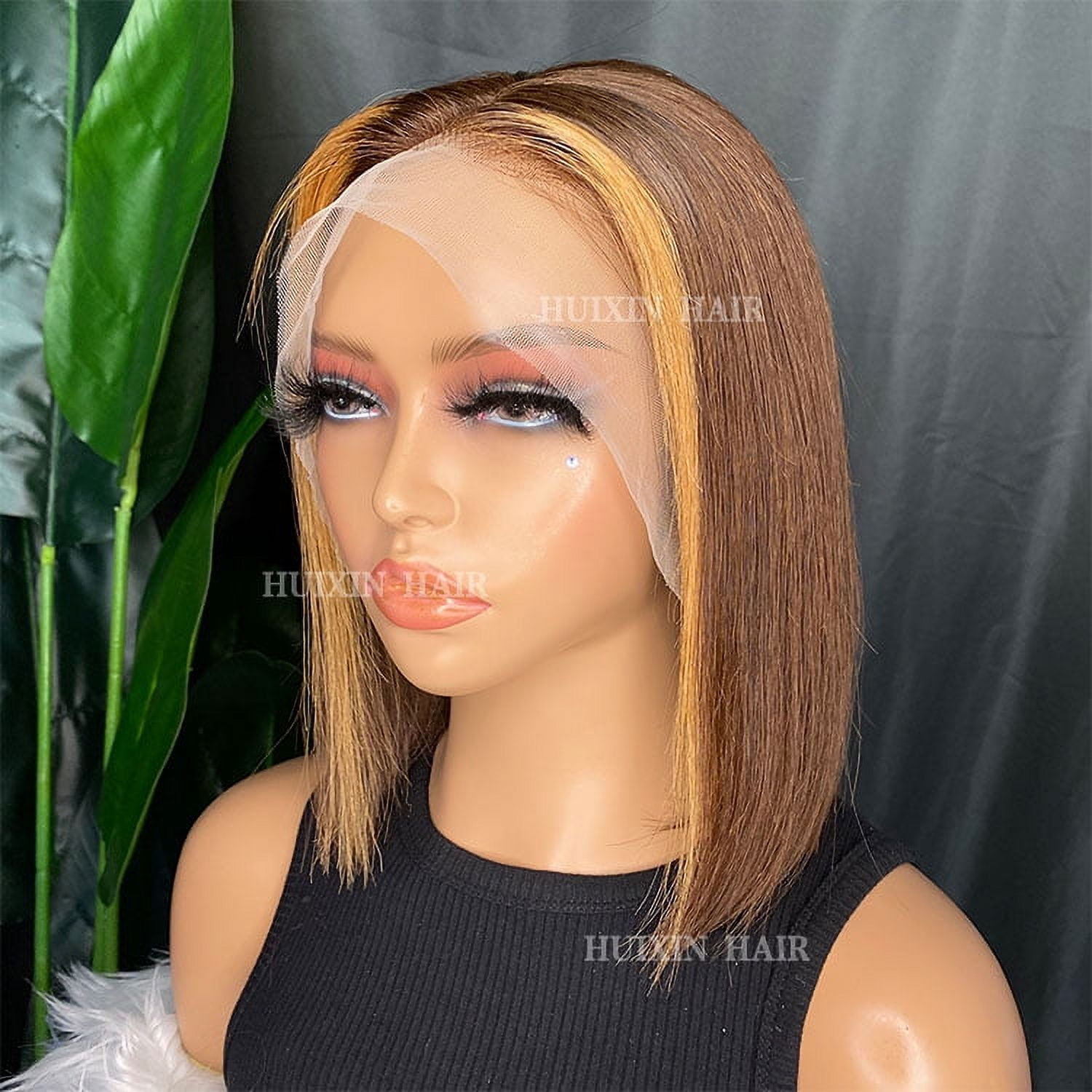 Vendor factory highlighted brown straight 13x4 tansparent lace frontal human hair wig 10 Walmart