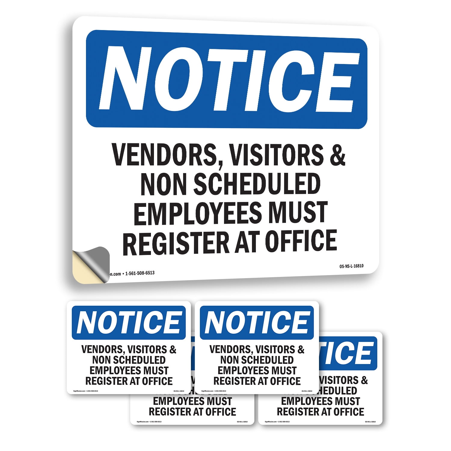 Vendors Visitors Must Register At Office OSHA Notice Vinyl Decal Label ...