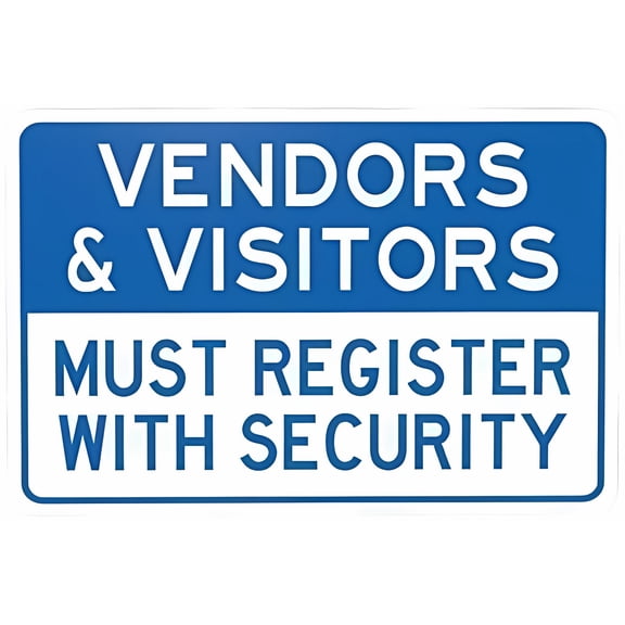 Vendors & Visitors Register with Security - 8"x12" Visitor Security Metal Sign, Home, Business Yard Safety Decor