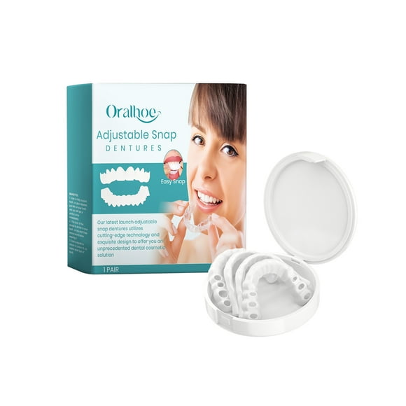 Veneers Snap Teeth Teeth Comfort Fit Whitening Veneer Snap on Dentures with Woman and Man Party
