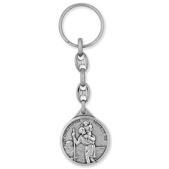 Venerare Durable Catholic Key Chain with Saint Medal Fob (Saint Christopher/Miraculous Medal)