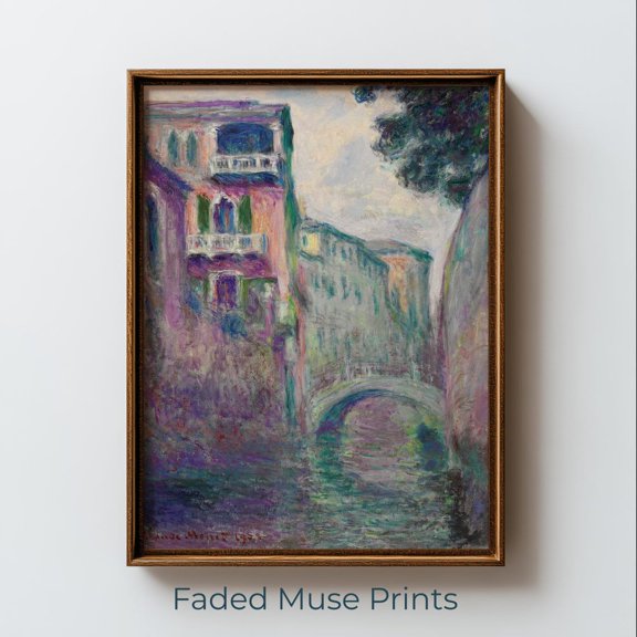 Venetian Canal Wall Art Print, Romantic Impressionist Cityscape Decor