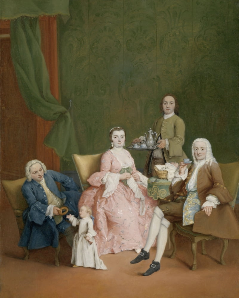 Venetian Family With A Manservant Serving Coffee Canvas Art -  (18 x 24)