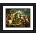 thumbnail image 1 of Venetian Master 18th Century 14x12 Black Ornate Wood Framed Double Matted Museum Art Print Titled: The Adoration of the Golden Calf (ca. 1701 - 1750), 1 of 5