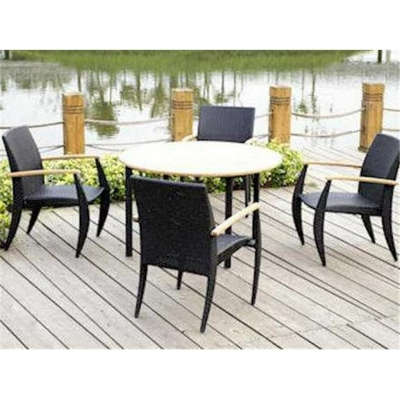 Venetian Round Dining Table Set with Teak Wood Table Top