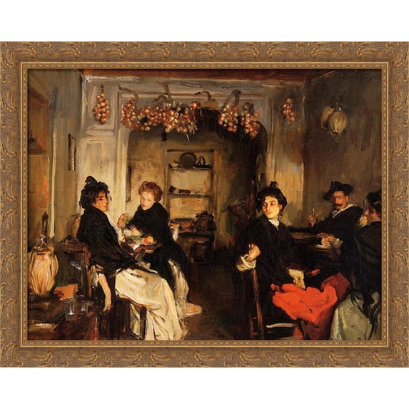 Venetian Wineshop 34x28 Large Gold Ornate Wood Framed Canvas Art by John Singer Sargent