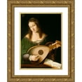 thumbnail image 1 of Veneto, Bartolomeo and workshop 19x24 Gold Ornate Wood Framed with Double Matting Museum Art Print Titled - Lady Playing a Lute, 1 of 4