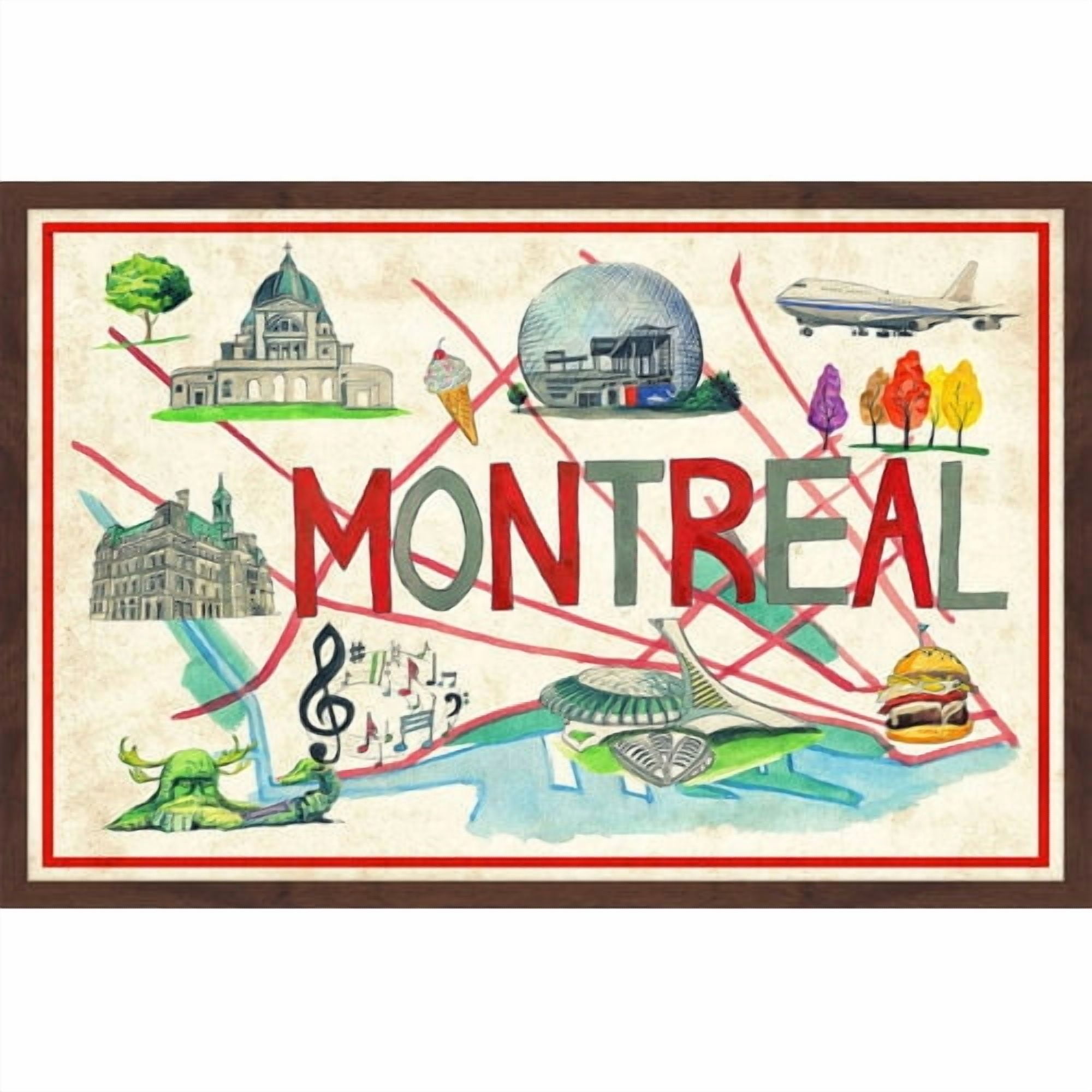 "Venez a Montreal - Antique" Framed Painting Print
