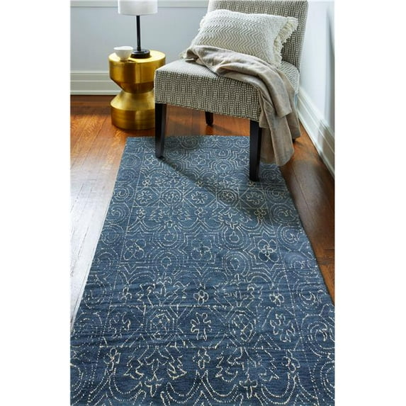 Venezia Collection Floral Transitional 100 Percent Wool Hand Tufted Area Rug, Azure - 2 ft. 6 in. x 8 ft.