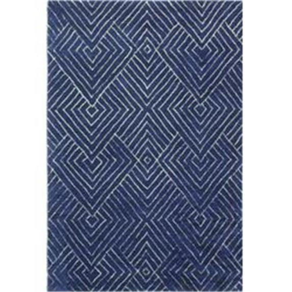 Venezia Collection Geometric Transitional 100 Percent Wool Hand Tufted Area Rug, Navy - 5 ft. x 7 ft. 6 in.