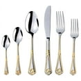 thumbnail image 1 of Venezia Collection"Seashell" 75-Piece Fine Flatware Set, Silverware Cutlery Dining Service for 12, Premium 18/10 Surgical Stainless Steel, 24K Gold-Plated Hostess Serving Set, 1 of 3