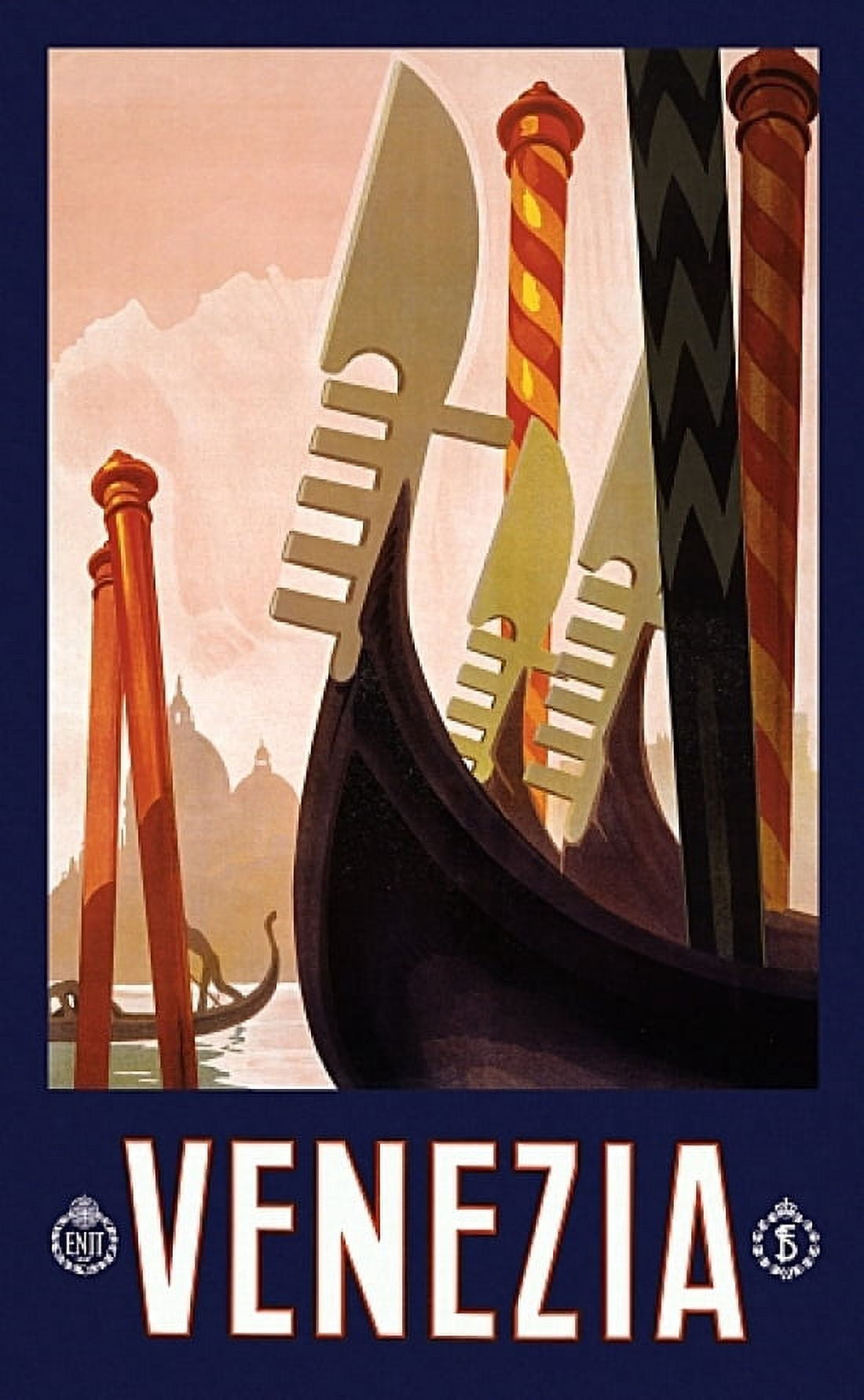 Venezia Gondolier Boats Vintage Travels Canvas Art - (24 x 36)