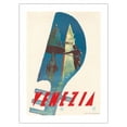 thumbnail image 1 of Venezia (Venice) Italy - Gondola Tail San Marco Piazza in background - Vintage Travel Poster c.1949 - Bamboo Fine Art 290gsm Paper Print (Unframed) 18x24in, 1 of 4