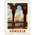 thumbnail image 1 of Venezia (Venice) Italy - Gondolas on Grand Canal - St. Mark's Basilica (Basilica di San Marco) - Vintage Travel Poster c.1938 - Master Art Print (Unframed) 9in x 12in, 1 of 4