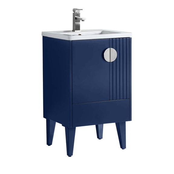 Venezian Collection - 20" Single Navy Blue Bathroom Vanity, - Chrome Handles.&nbsp;