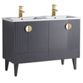thumbnail image 1 of Venezian Collection - 48" Double Rock Gray Bathroom Vanity, - Brass Handles.&nbsp;, 1 of 9