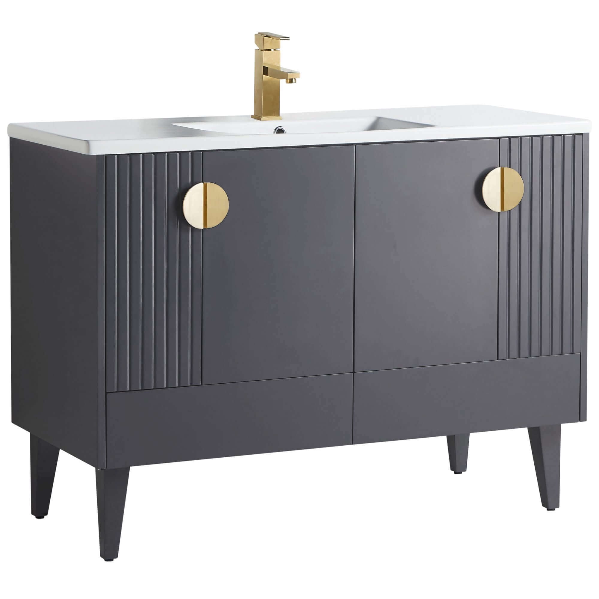 Venezian 48" Rock Gray Single Bathroom Vanity with Brass Handles