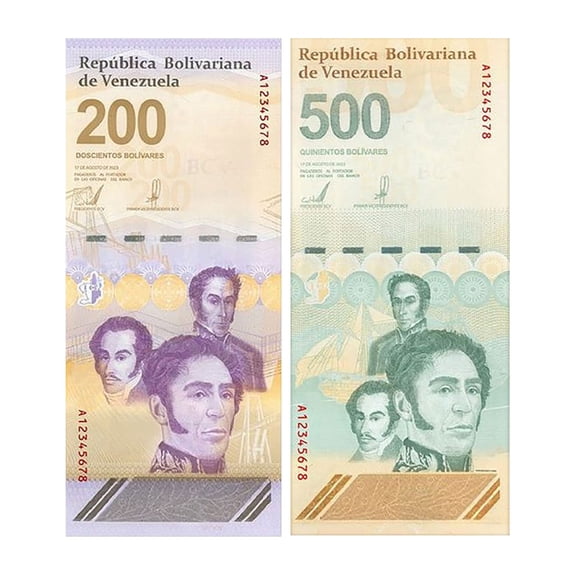 Venezuela 200 and 500 Digitales Banknotes 2023 UNC Bolivars Uncirculated Collectible Currency Set