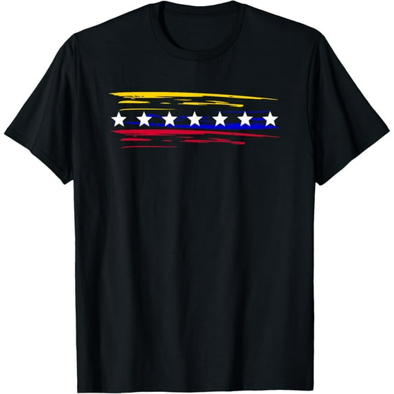 Venezuela 7 big stars flag minimalist T-ShirtMen and women can wear, black T-shirts, gifts. Age: M,L,XL 2XL, 3XL, 1209XL