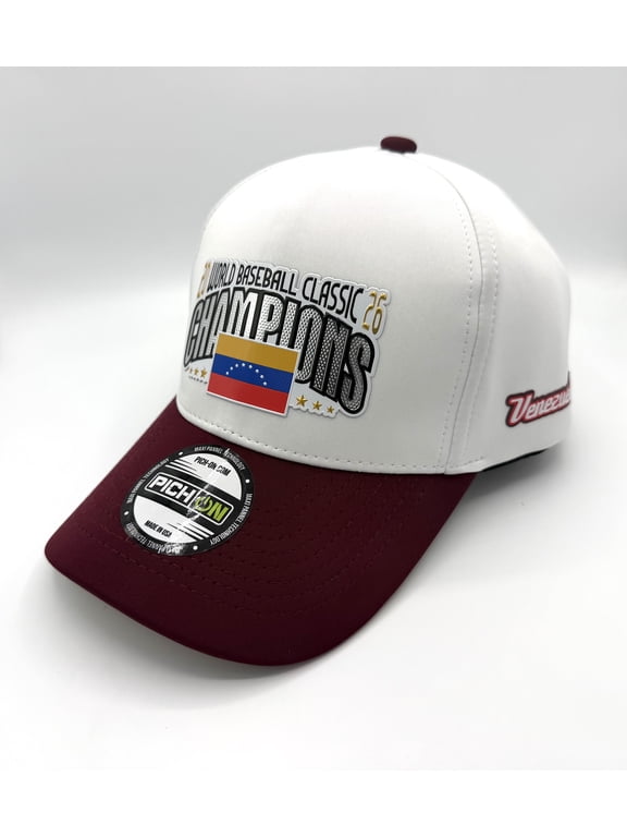 Venezuela Baseball Fan Cap Champion Style White Burgundy Snapback