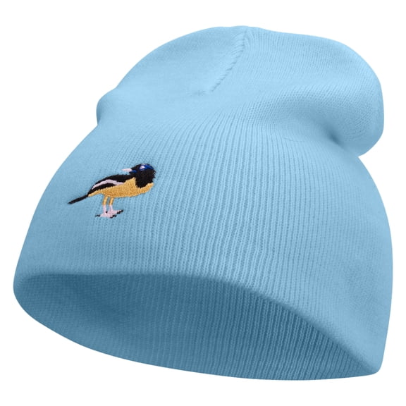 Venezuela Bird Embroidered 8 Inch Short Beanie - Lt Blue OSFM