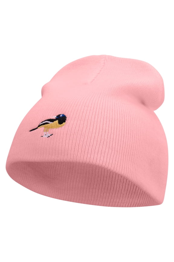 Venezuela Bird Embroidered 8 Inch Short Beanie - Pink OSFM