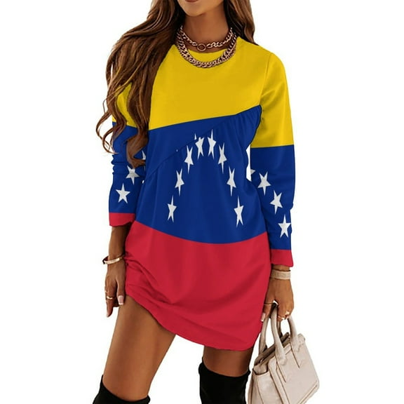 Venezuela Flag Loose Dress Evening Dress Summer Dresses for Women Luxury Dress Long Sleeved Dress