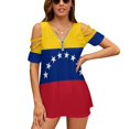 thumbnail image 1 of Venezuela Flag Womens Summer V Neck Zipper Top Short Sleeve T Shirt Off Shoulder Top Casual Classy Loose Shirts, 1 of 7