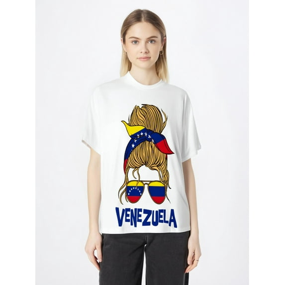 Venezuela For Girl Venezuelan Flag for Women Venezolana T-Shirt Tee For Adult, Men, Women, Teen, Teenager, Adolescent, Youth, Casual Sporty Tee