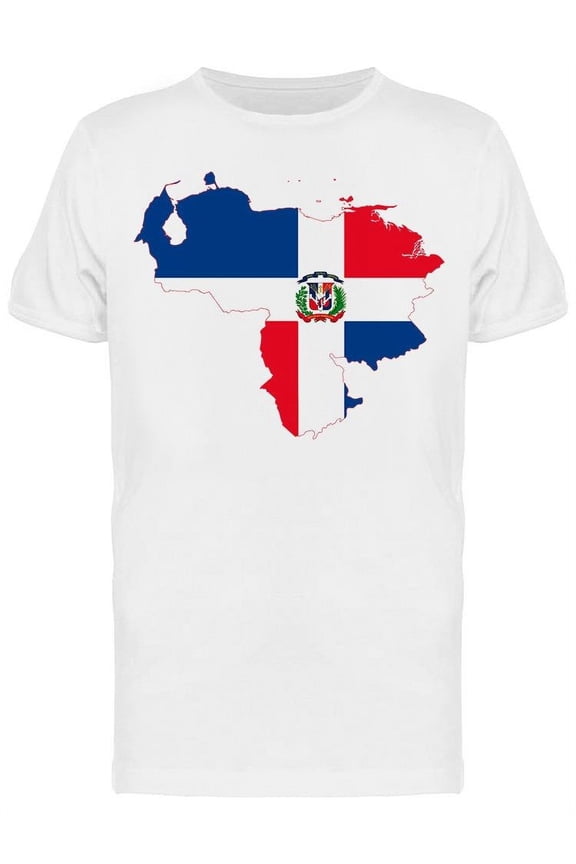 Venezuela Map And Dominican Flag T-Shirt Men -Image by Shutterstock, Male Small