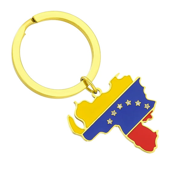 Venezuela Map Flag Keychain Stainless steel Venezuela Charm Pendant Keyring Remembrances Jewelry Support Venezuela Gift