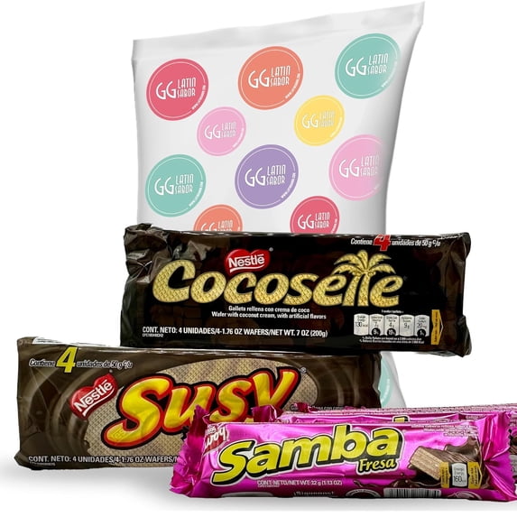 Venezuela Snacks Sweet Snacks and Candy Assorted Cookies Pack (Cocosette, Susy, Samba Wafers Cookies Variety Pack)