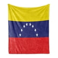 thumbnail image 1 of Venezuela Soft Flannel Fleece Throw Blanket, Basic Colorful Map with 8 Stars Country Representation, Cozy Plush for Indoor and Outdoor Use, 70" x 90", Yellow Indigo, by Ambesonne, 1 of 5