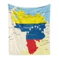 thumbnail image 1 of Venezuela Soft Flannel Fleece Throw Blanket, Colorful and Detailed Map Illustration Country Names and Regions Flag Colors, Cozy Plush for Indoor and Outdoor Use, 50" x 60", Multicolor, by Ambesonne, 1 of 5