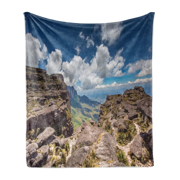 Venezuela Soft Flannel Fleece Throw Blanket, View from the Plateau of Roraima on the Gran Sabana, Cozy Plush for Indoor and Outdoor Use, 50" x 70", Dark Sky Blue Multicolor, by Ambesonne