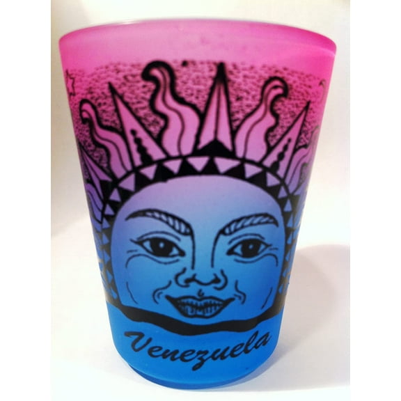 Venezuela Sun Neon Pink/Neon Blue Shot Glass