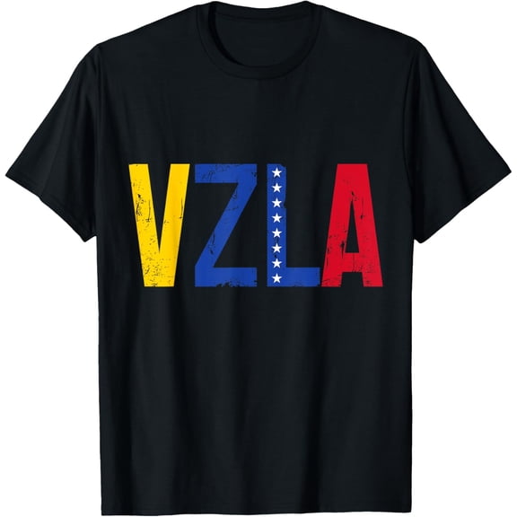 Venezuela VZLA Vintage Pride Venezuelan Flag T-ShirtMen and women can wear, black T-shirts, gifts. Age: M,L，XL 2XL, 3XL, 1242XL
