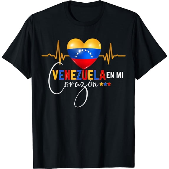 Venezuela en el Corazon Venezuelan Pride T-Shirt Black 4X-Large