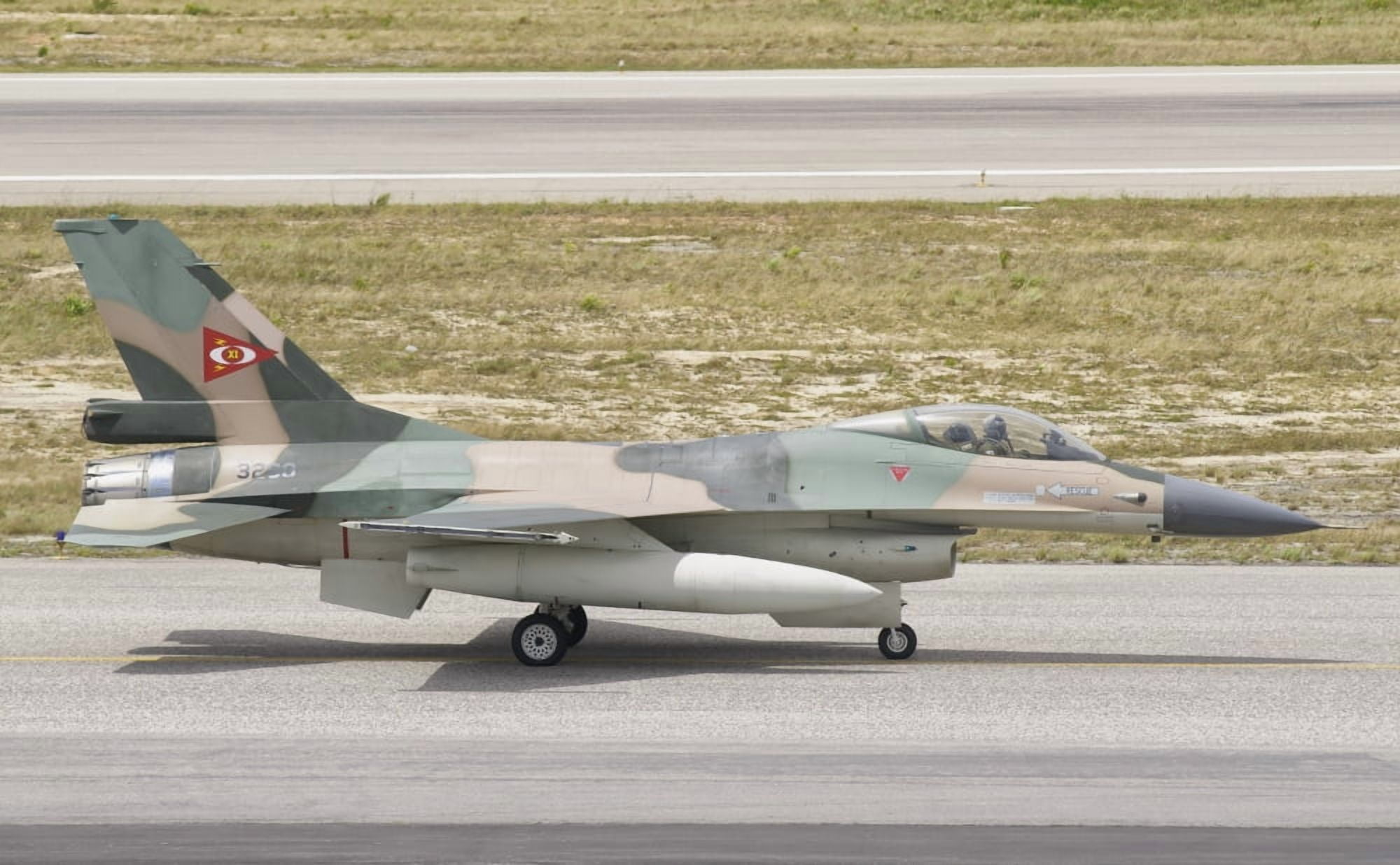 Venezuelan Air Force F-16 at Natal Air Force Base Brazil Canvas Art - Giovanni CollaStocktrek Images (18 x 11)