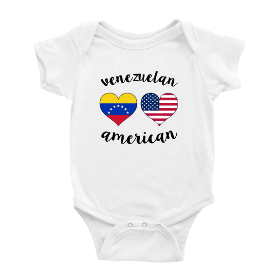 Venezuelan American Flag Two Hearts Cute Baby Bodysuit Newborn Clothes Outfits (White, 18-24 Months)