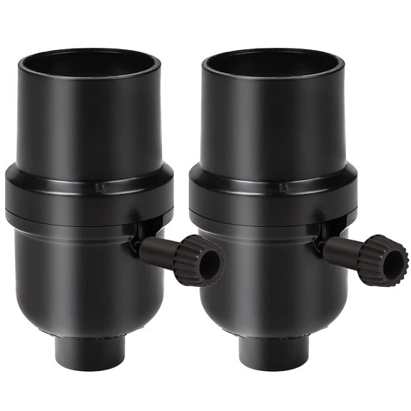 Venfore 3-Way Lamp Socket Rlacement,E26 Base UL Lted, Turn Knob for Low-Medium-High Light Settings, Lamp Parts for Table Lamp Rair(2 Packs Black)