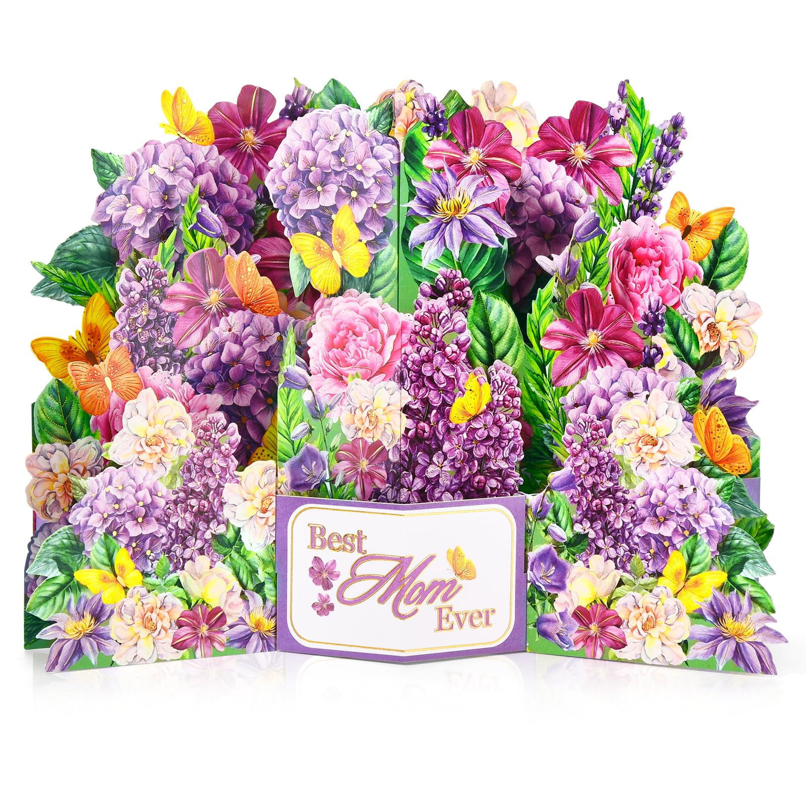 Venhoo Happy Mother’s Day Pop Up Card, 3D Violet & Peony Best Mom Cards