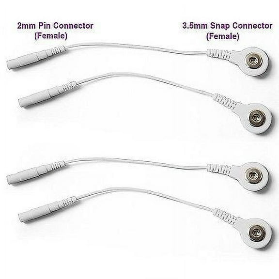 VeniCare 4 Pcs Tens Lead Wire Adapters - 2mm Pin to 3.5mm Snap Connector