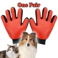 thumbnail image 1 of VeniCare Pet Grooming Gloves Brush Dog Cat Hair Remover Mitt Massage Deshedding 1 Pair Red, 1 of 8