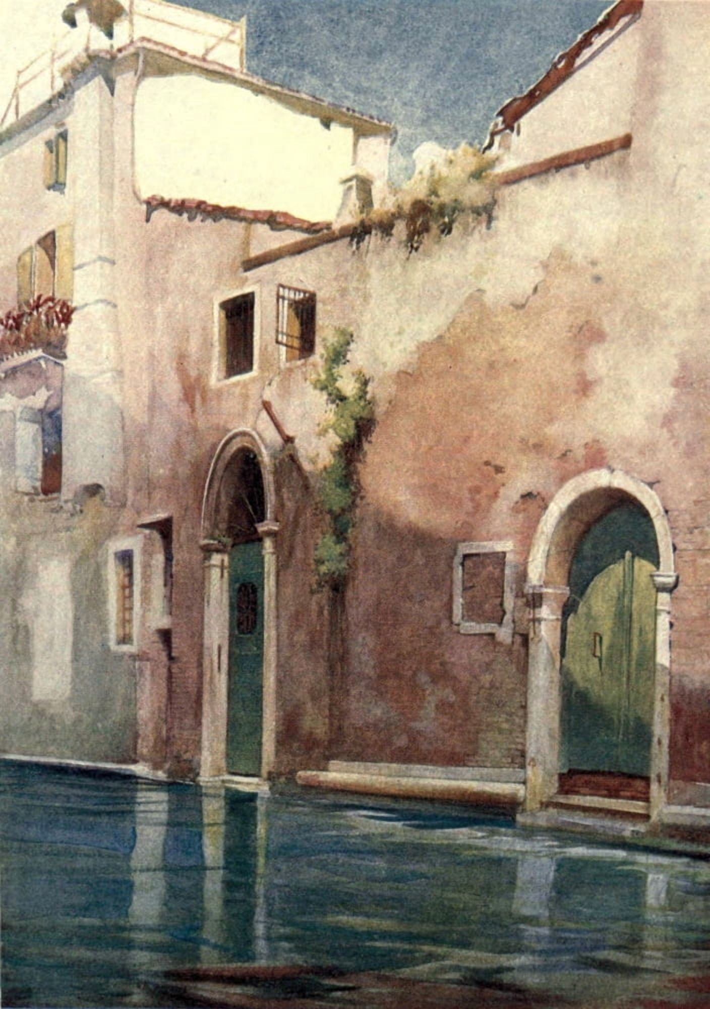 Venice 1907 A side canal Canvas Art - Reginald Barrett (24 x 36)