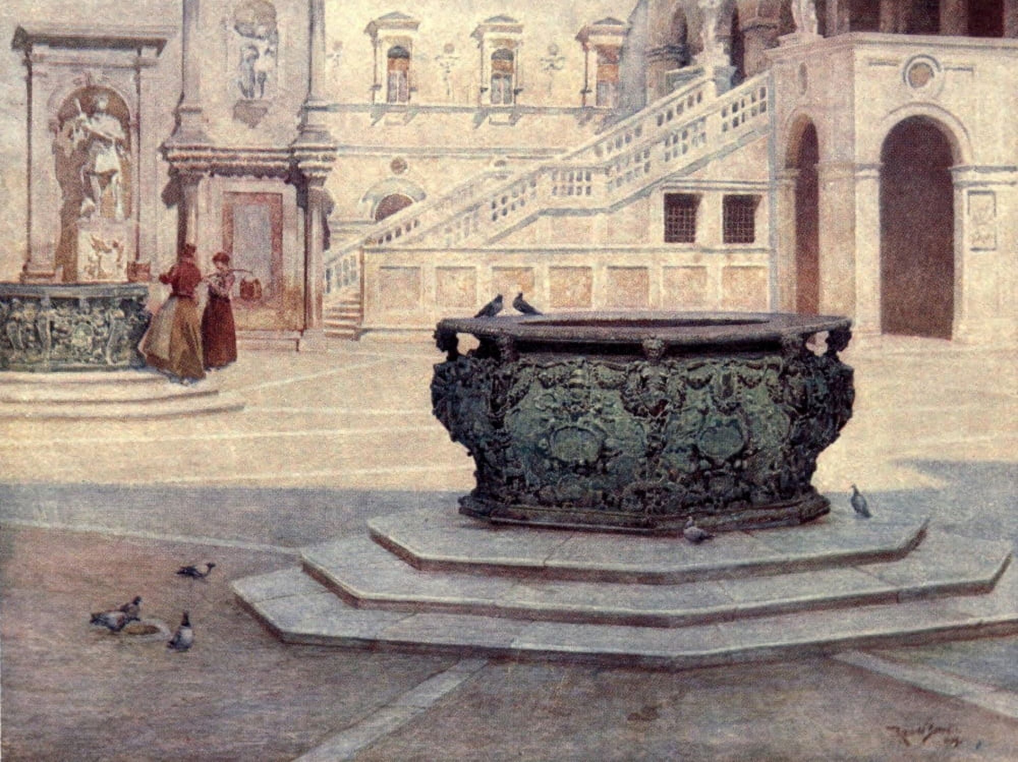 Venice 1907 Courtyard of Palazzo Ducale Canvas Art - Reginald Barrett (24 x 36)