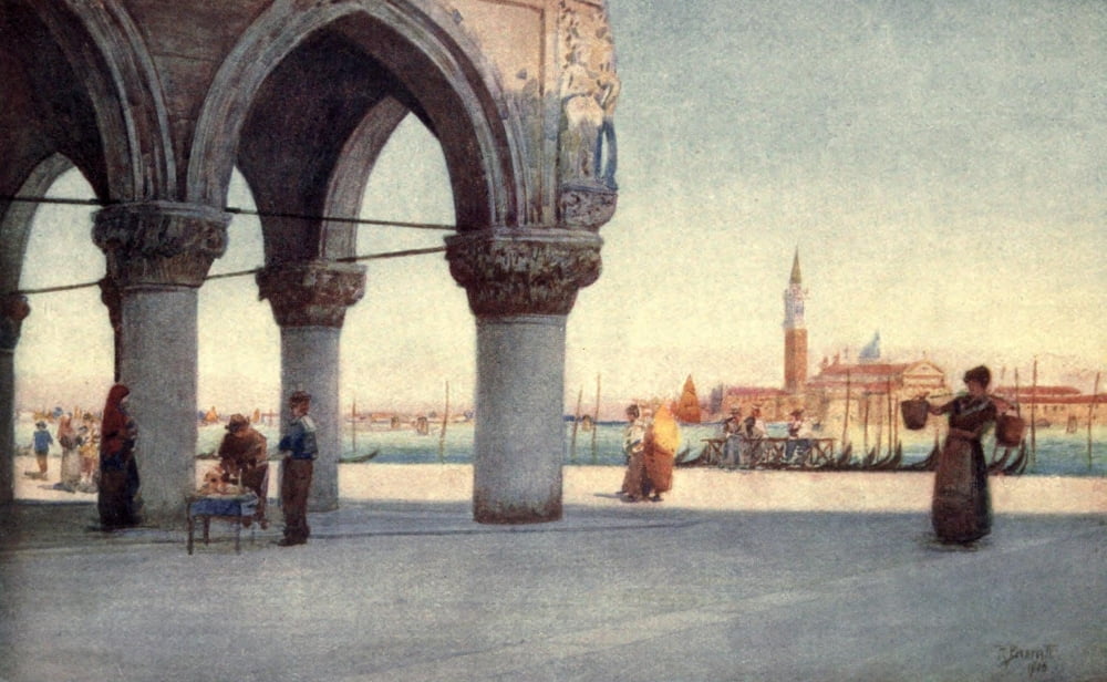 Venice 1907 Evening in the Piazetta Canvas Art - Reginald Barrett (24 x 36)