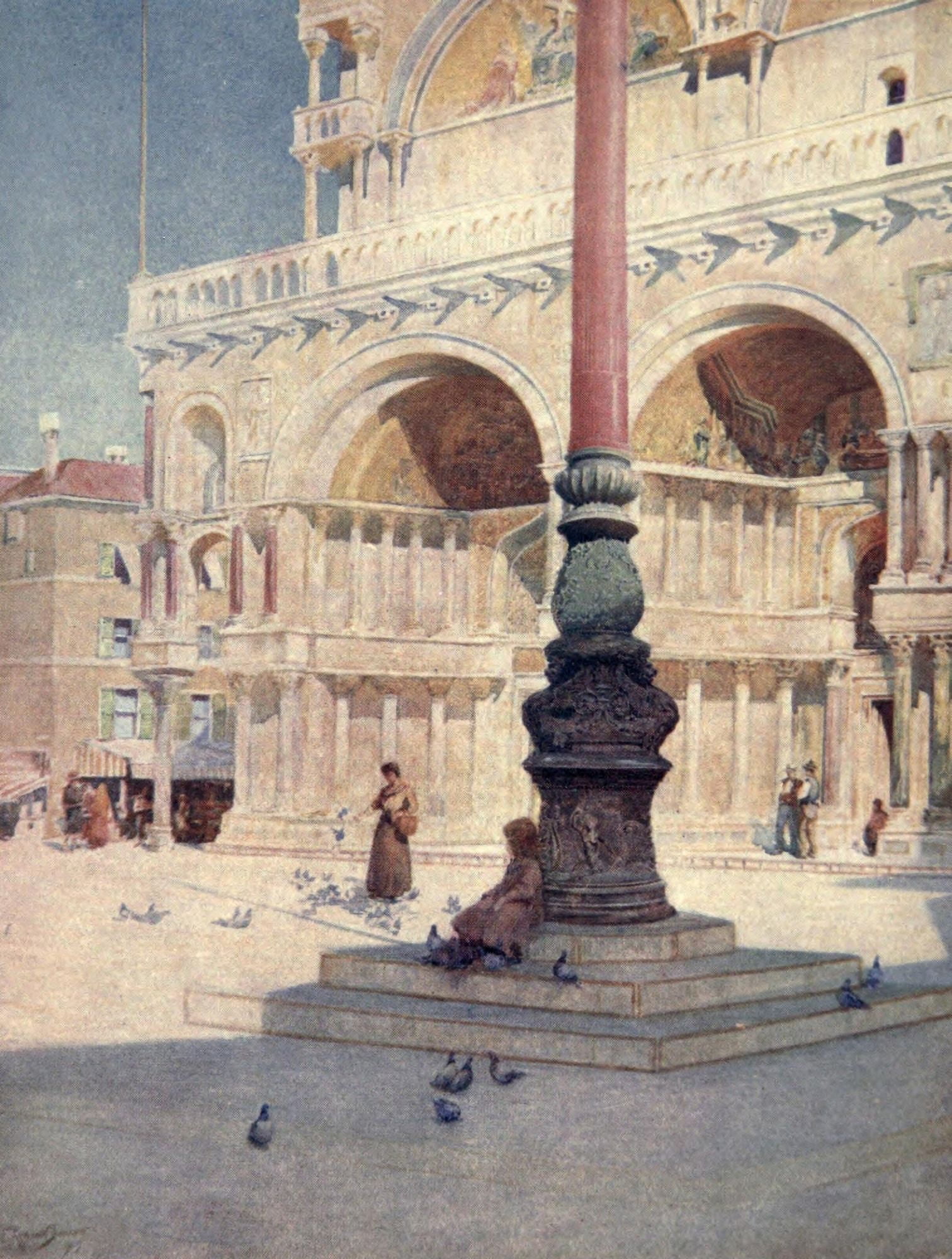 Venice 1907 In the Piazza Canvas Art - Reginald Barrett (24 x 36)