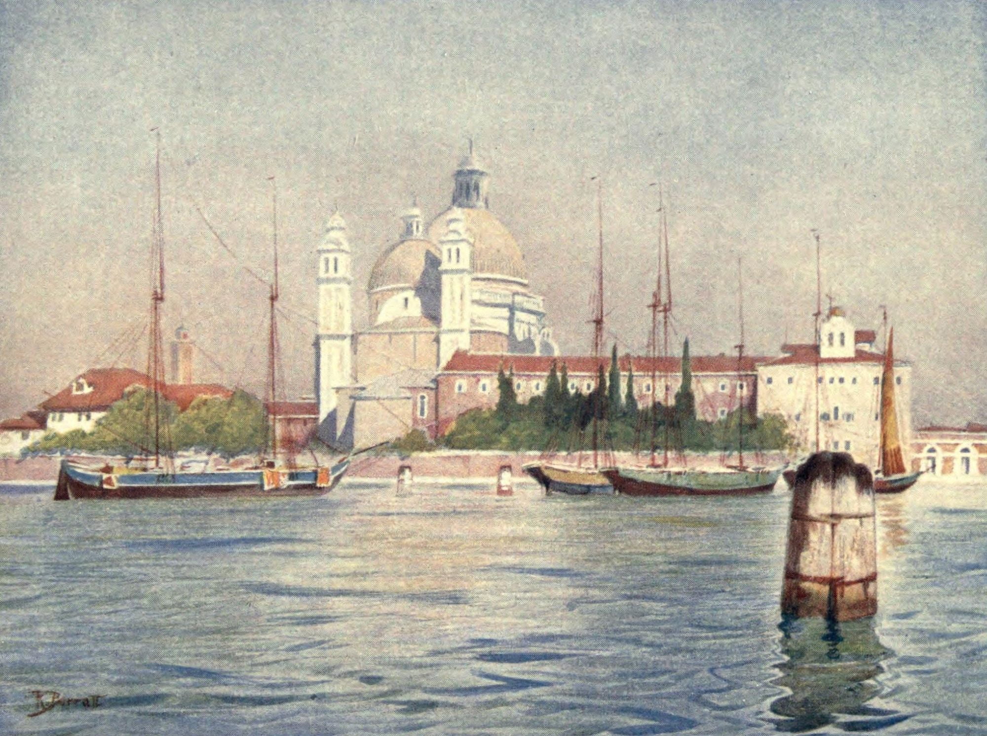 Venice 1907 Santa Maria Della Salute Canvas Art - Reginald Barrett (18 x 24)