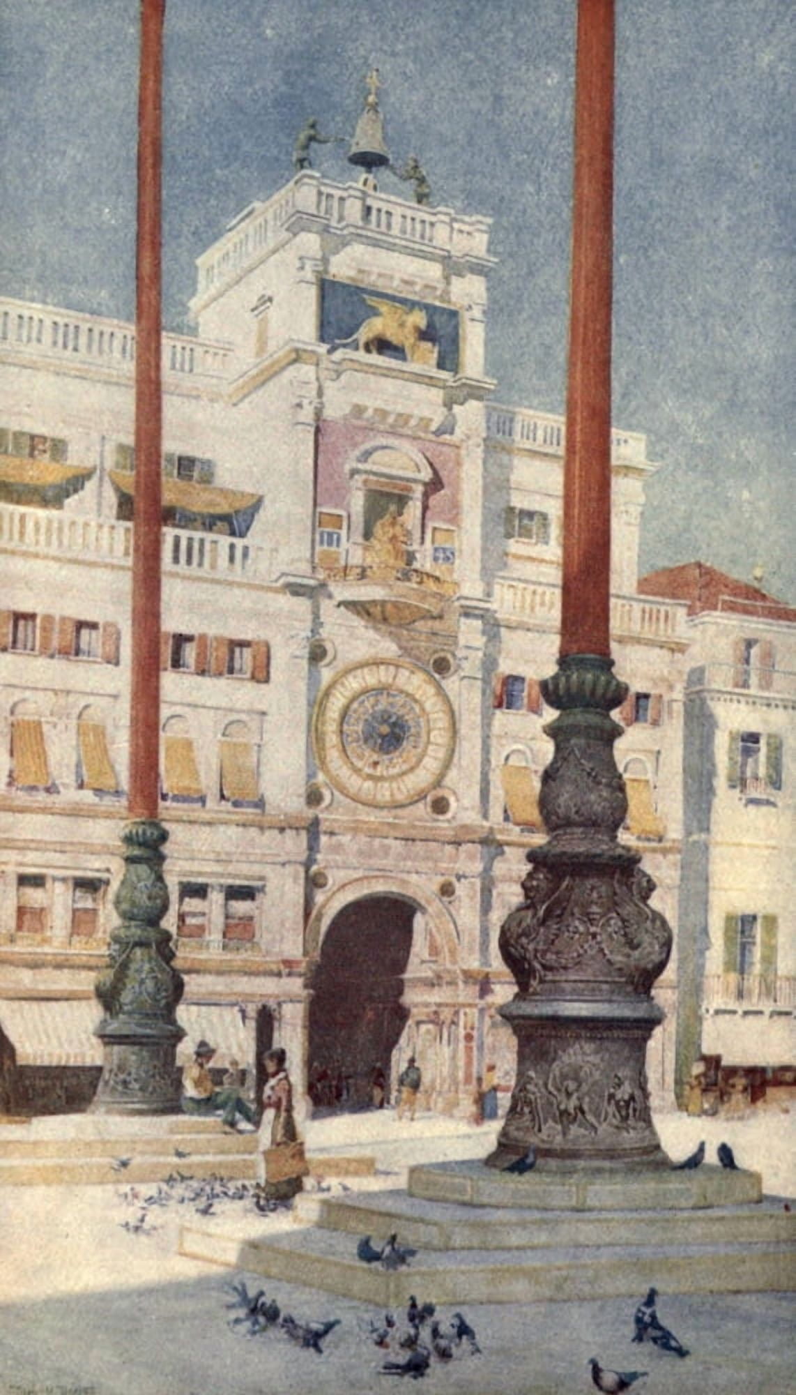 Venice 1907 The Clock Tower Canvas Art - Reginald Barrett (18 x 24)